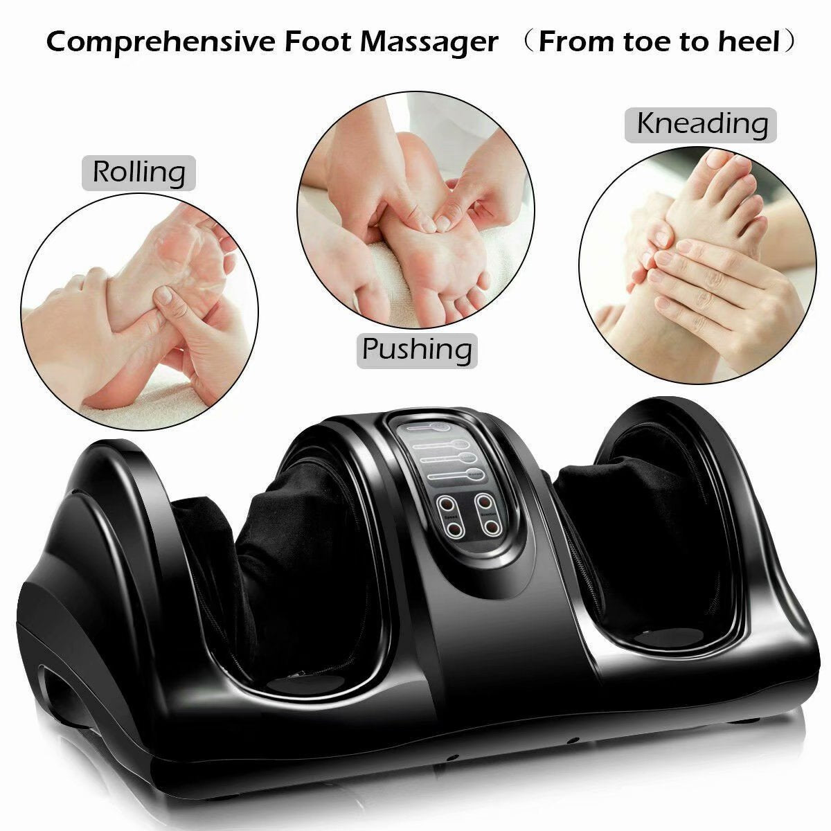 SKONYON Foot Massager Machine Massage for Feet, Chronic Nerve Pain Therapy Spa Gift Deep Kneading Rolling Massage for Leg Calf Ankle, Electric Shiatsu Foot Massager w/ Remote, Black