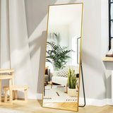 SKONYON Floor Mirror Rectangle Body Full Length Mirror Gold