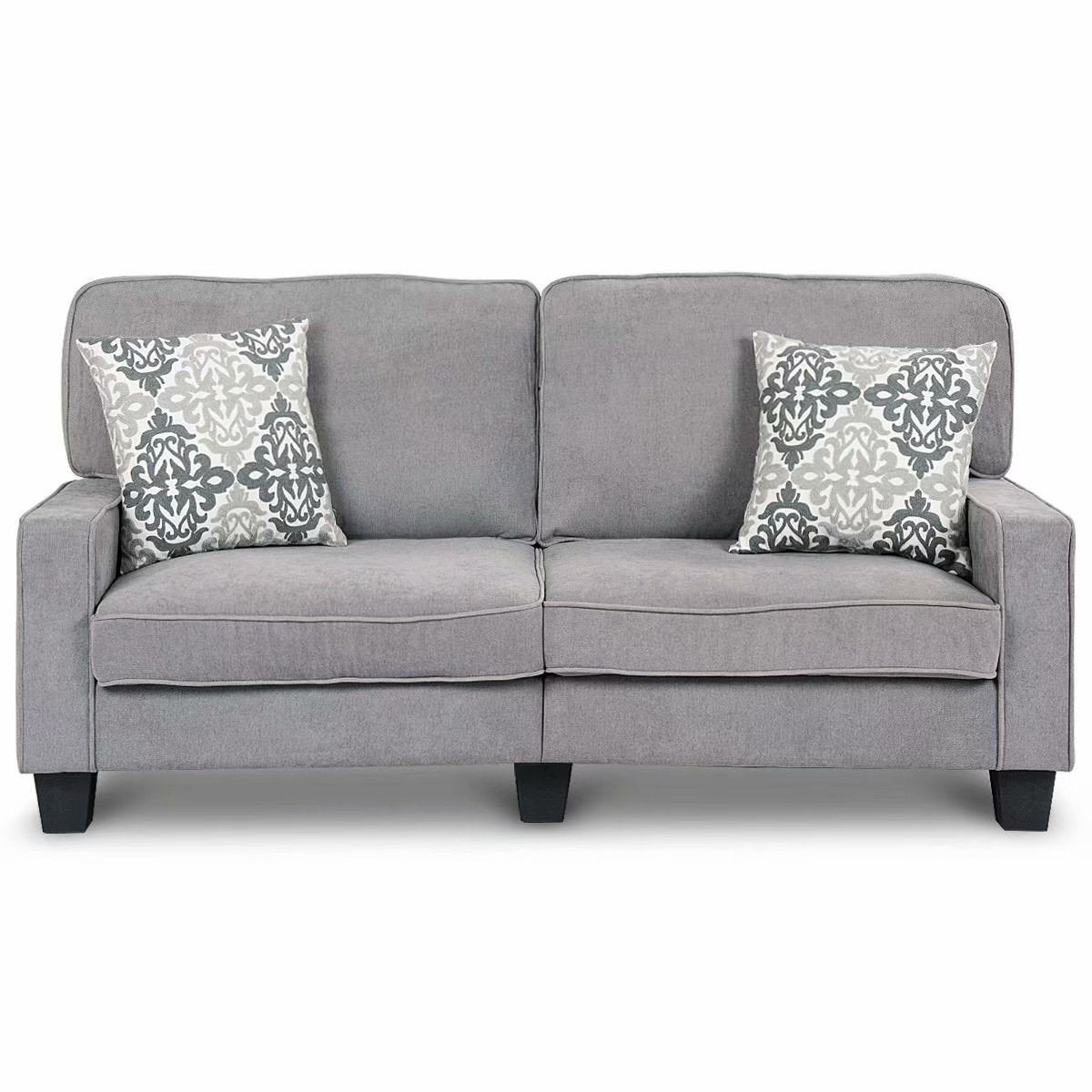 Home Living Room Upholstered Curved Armrest Fabric Sofa