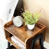 SKONYON Bedside Table with Storage Wood Cabinet Shelf for Living Room ,Brown