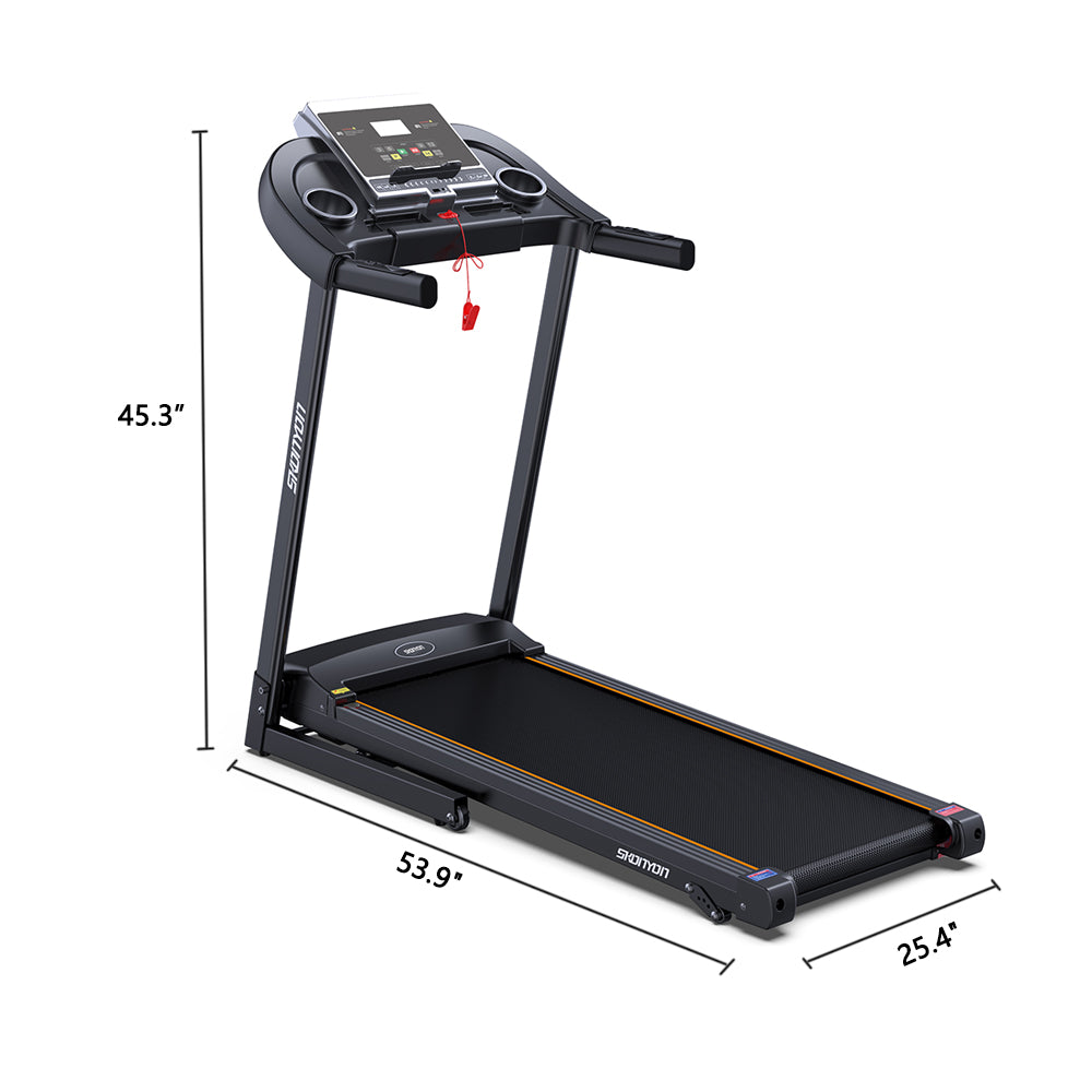 SKONYON Multi-Functional Electric Folding Treadmill for Home Use With Cup Holder Heart Pulse System Low Noise Electric Running Training Fitness Treadmill - Built-in MP3 Speaker, 12 Preset Program