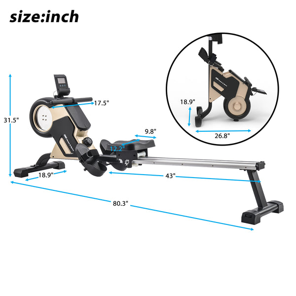 Magnetic Rowing Machine with Magnetic Tension System, LED Monitor and ...
