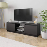 Modern TV Stand for 55 inch, Home Entertainment Center Console for Media with Storage, Retro Wooden TV Stand for Living Room/Bedroom (Black)