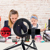 SKONYON LED Ring Light 6" with Tripod Stand for YouTube Video and Makeup, Mini LED Camera Light with Cell Phone Holder Desktop LED Lamp with 3 Light Modes & 10 Brightness Level (6")