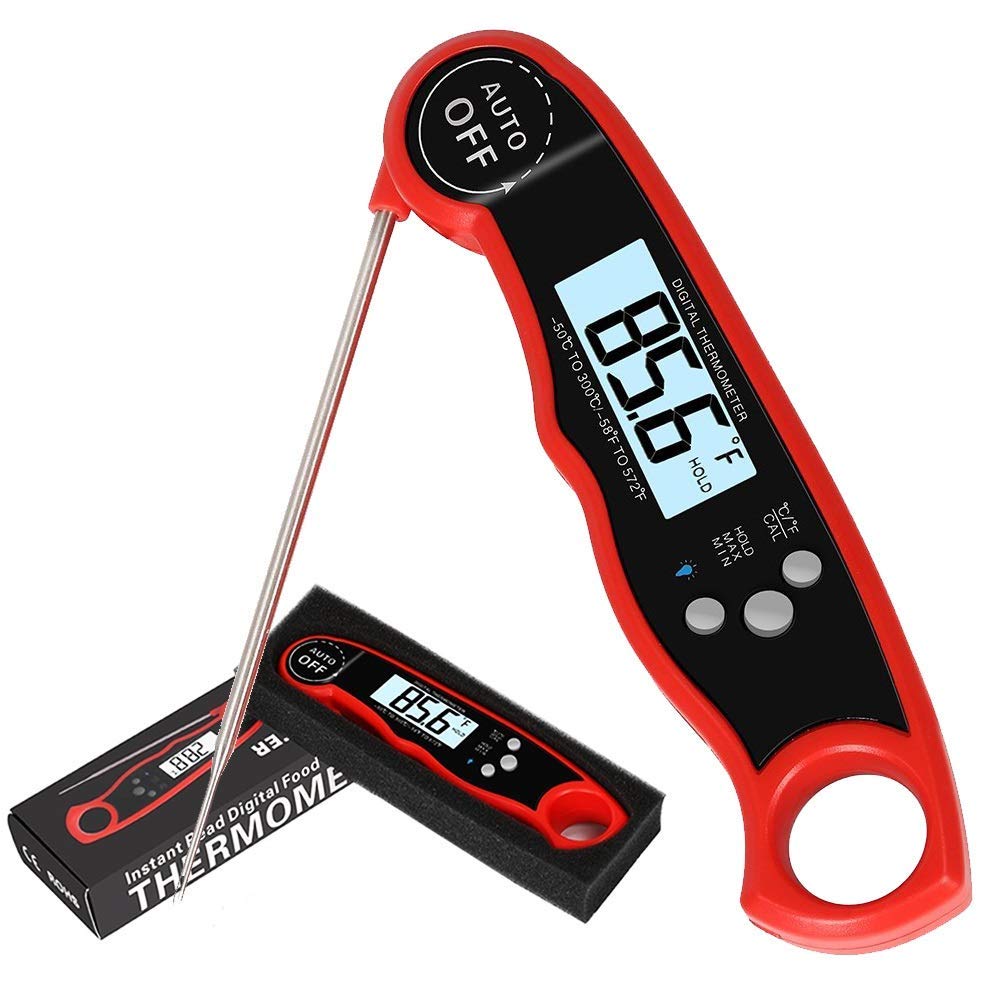 Digital Meat Thermometer Instant Read with Folding Probe Auto Off  Waterproof Kit