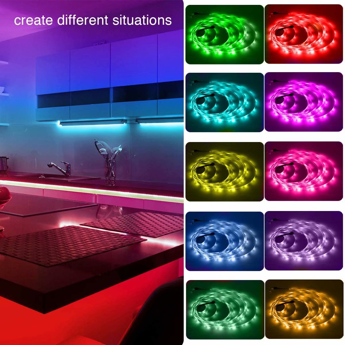SKONYON LED Light Strip 32.8 ft 10 m RGB LED Light Strip Color Changing 3528 600 LEDs with 44 Keys IR Remote for Home Bedroom  Kitchen DIY Decoration