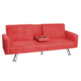 Modern simple sofa, living room sofa, cushioned, multifunctional, solid wood frame (red)