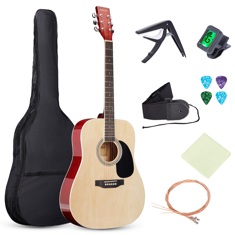 SUGIFT Guitar 41-inch all-Wood Acoustic Guitar Starter Level Kit w/Gig Bag, E-Tuner, Pick, Strap, Rag - Natural