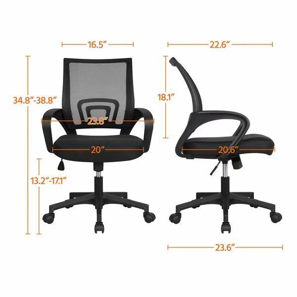 SKONYON Office Chair Adjustable Mid Back Mesh Swivel Office Chair with Armrests