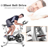 SKONYON Stationary Professional Indoor Cycling Bike S280 Trainer Exercise Bicycle with 24 lbs. Flywheel, SLIVER